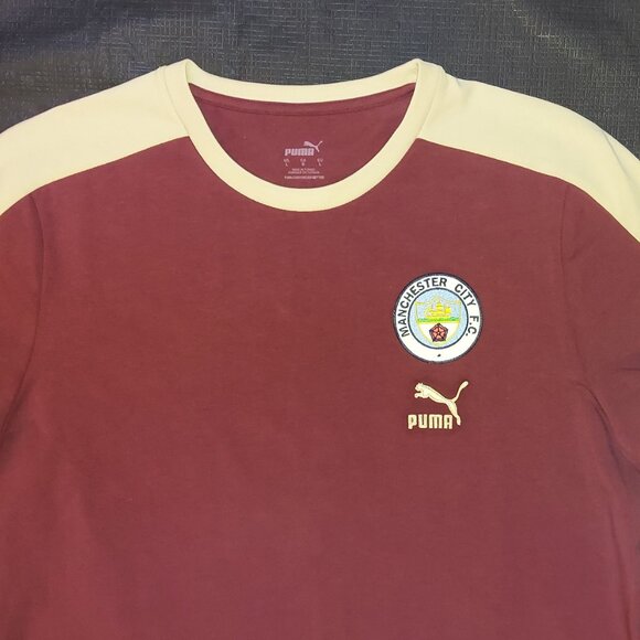 MAN CITY Heritage T7 Tee PUMA Maroon New Without Tags Size L - Picture 5 of 11